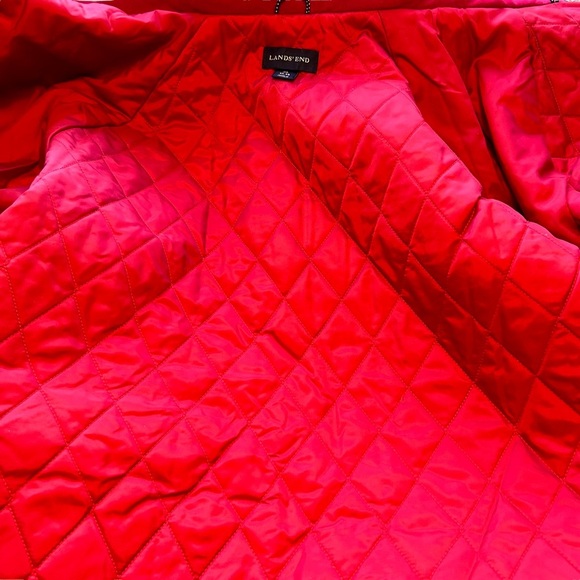 Lands' End Red & Navy Blue Hooded Zip Up Waterproof Mens  Jacket XL - Picture 11 of 15